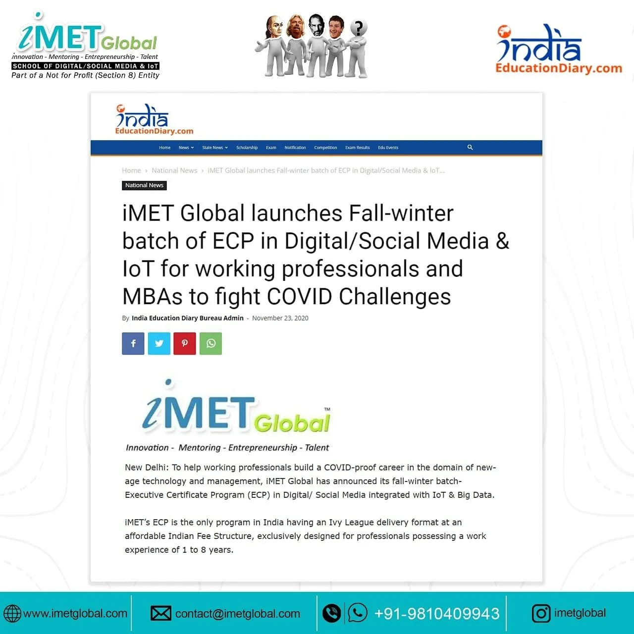 Indianeducationdiary featured ECP course by iMET Global